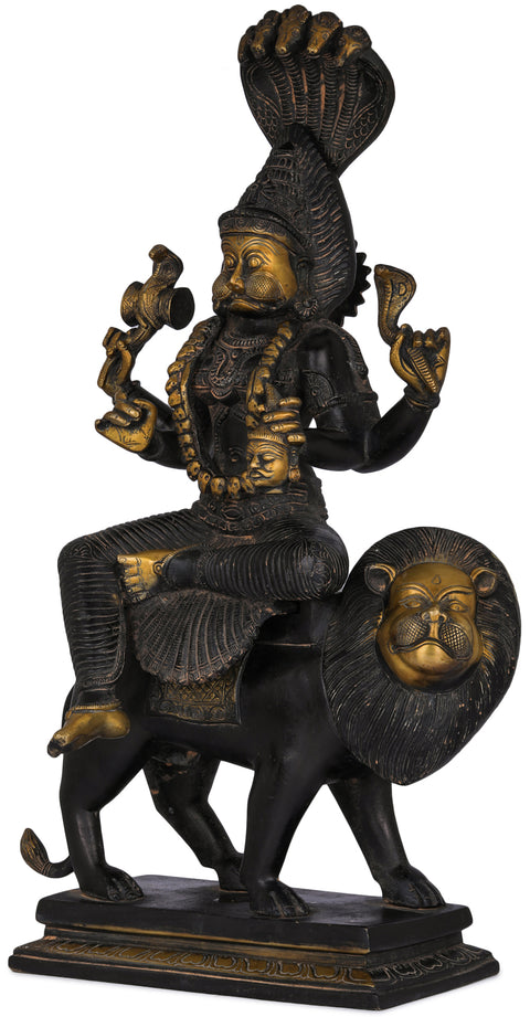 19" Sri Maha Pratyangira Devi (Atharvana Bhadrakali) Brass Statue: The Goddess to Counter Black Magic