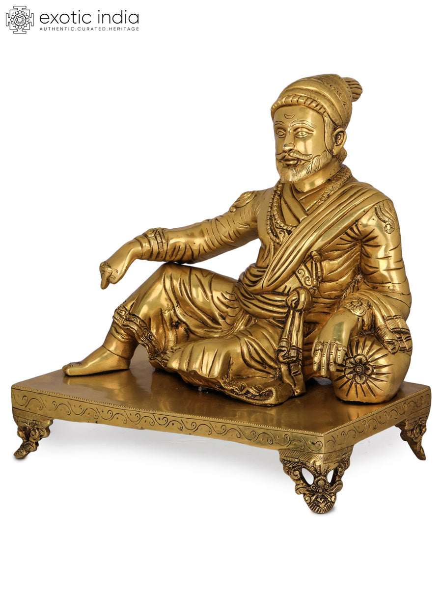 15" Shivaji Maharaja Handmade Brass Statue