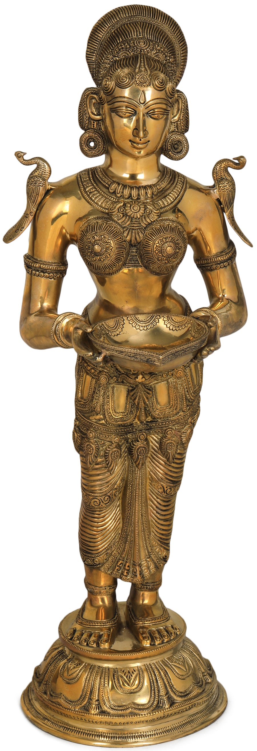 30" Large Deepalakshmi Brass Statue Handmade for Pooja