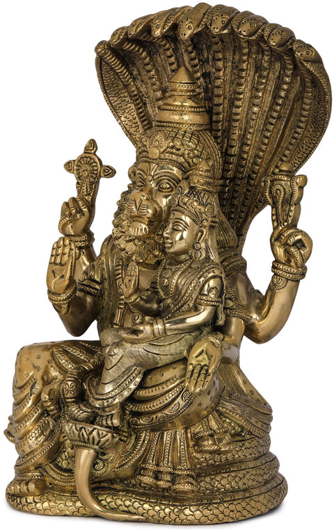 11" Fine Quality Narasimha with Lakshmi (The fourth Avatar of Lord Vishnu) In Brass | Handmade | Made In India