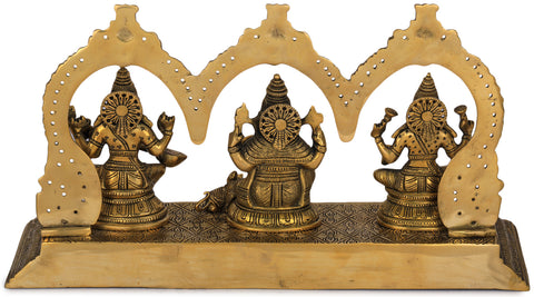 8" Lakshmi Ganesha Saraswati In Brass | Handmade | Made In India