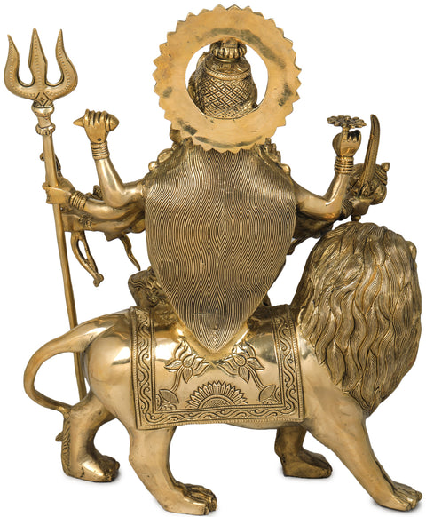 19" Simhavahini Goddess Durga In Brass | Handmade | Made In India