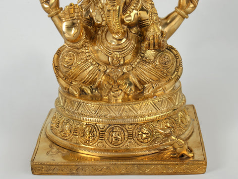 13" Blessing Ganesha Fine Quality Handmade Brass Statue