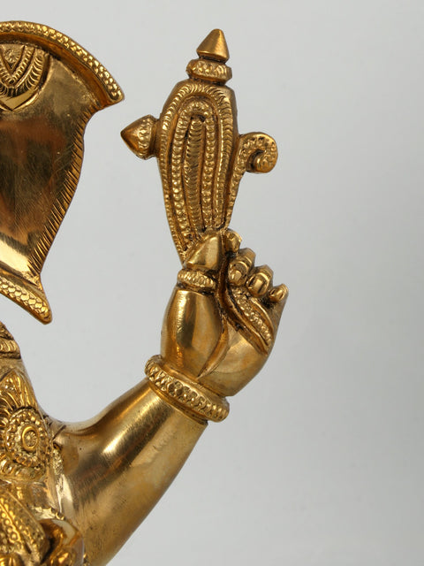 13" Blessing Ganesha Fine Quality Handmade Brass Statue