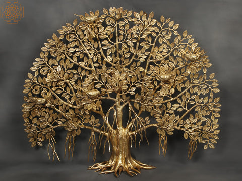 Stunning Tree with Perched Birds and Root Stand