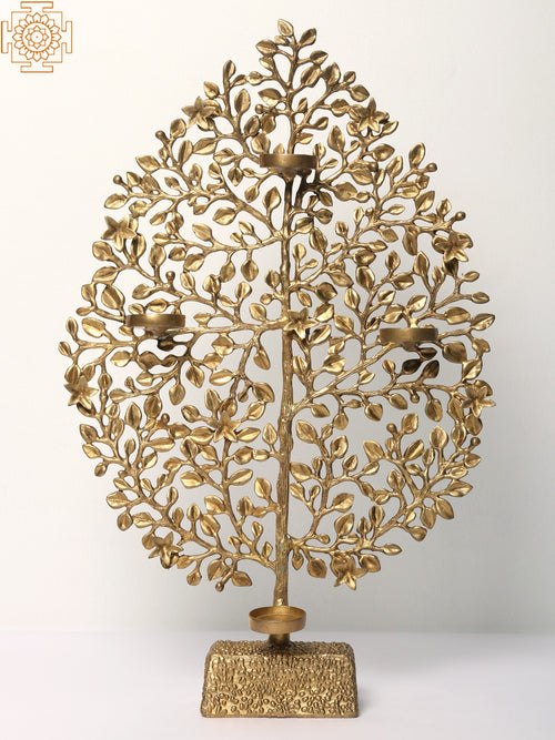 Tree of Life Brass Wax Diyas Holder with Four Cups