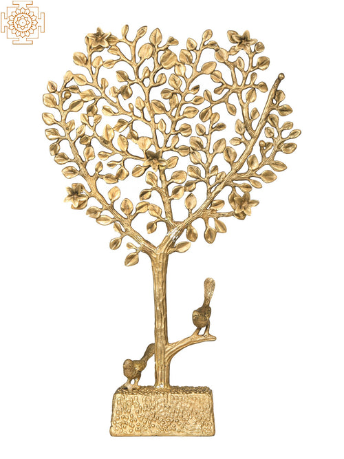 The Blossoming Tree of Life with Birds Brass Statue
