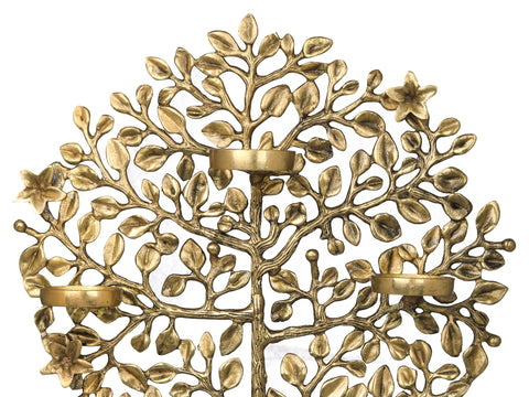 Three Wax Diyas Holder Tree of Life on Stand