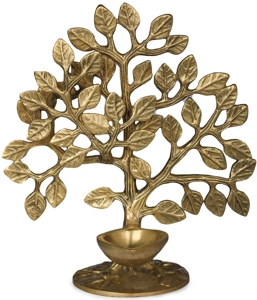 Tree of Life Brass Wick Lamp Handmade Statue