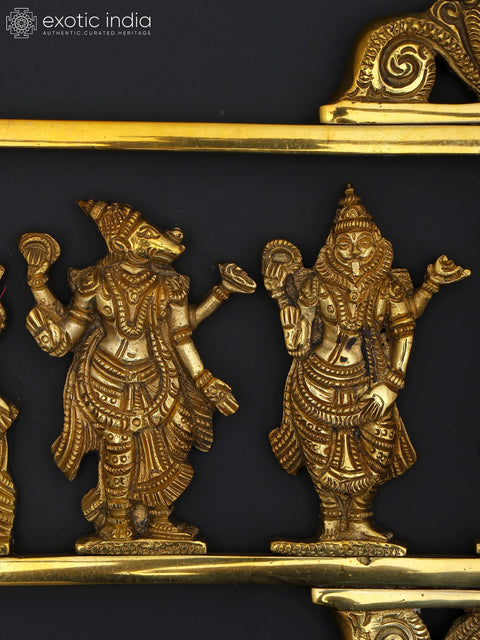 21" Dashavatara Wall Hanging Brass Statue - The Ten Incarnations of Lord Vishnu | Handmade