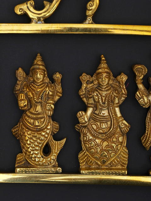 21" Dashavatara Wall Hanging Brass Statue - The Ten Incarnations of Lord Vishnu | Handmade