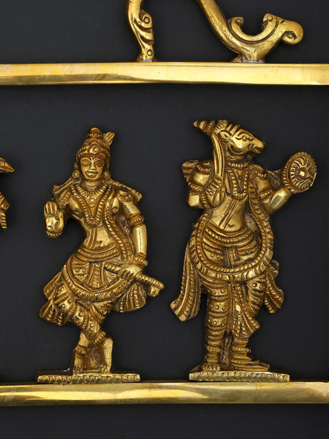 21" Dashavatara Wall Hanging Brass Statue - The Ten Incarnations of Lord Vishnu | Handmade