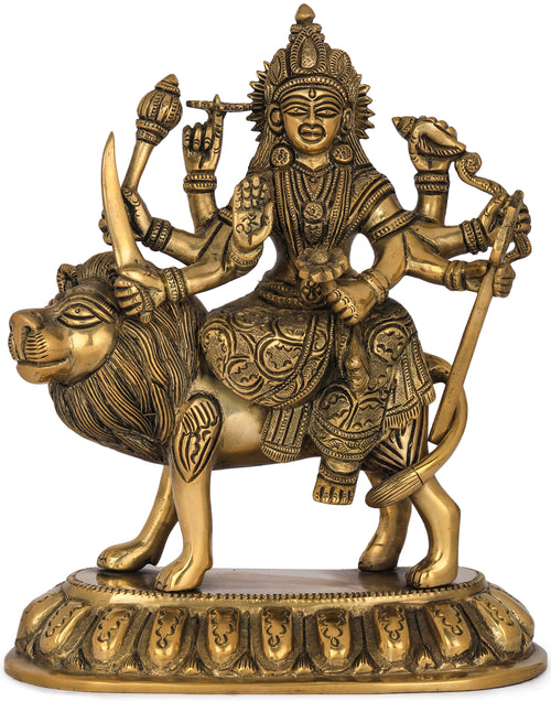 8" Devi Durga Brass Statue Handmade
