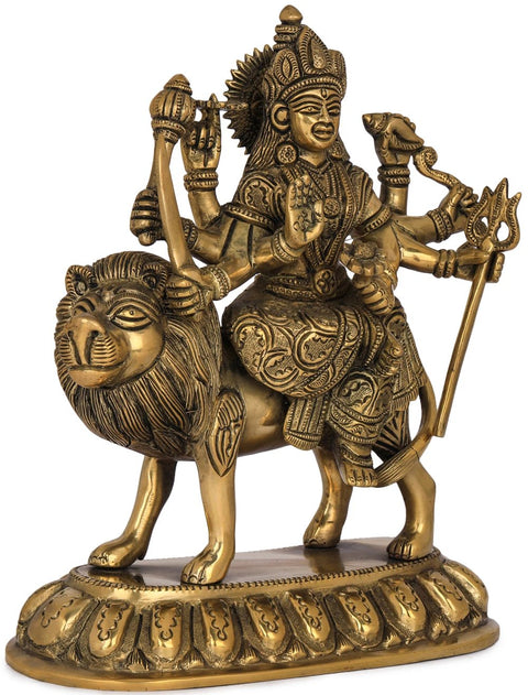 8" Devi Durga In Brass | Handmade | Made In India