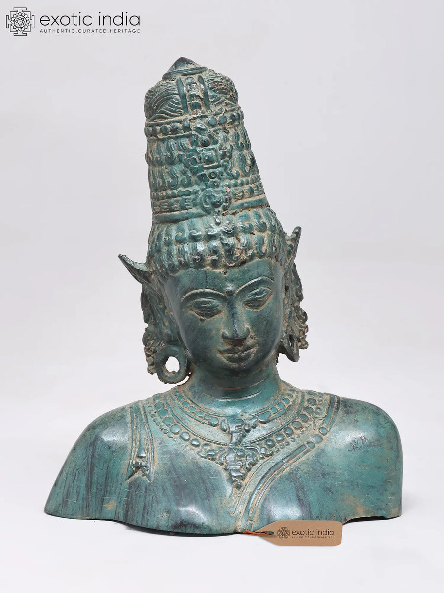 6" Goddess Parvati Handmade Brass Bust Idol