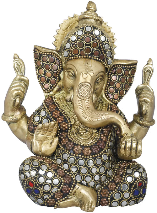 5" Lord Ganesha Handmade Brass Statue for Pooja