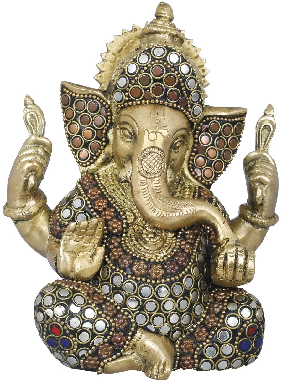 5" Lord Ganesha Handmade Brass Statue for Pooja