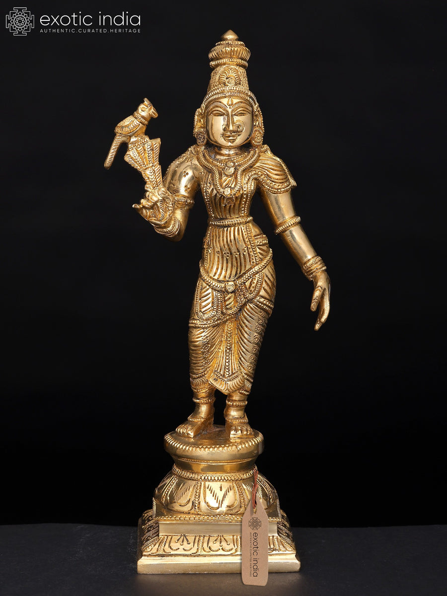 10" Meenakshi Devi Handmade Brass Statue for Pooja