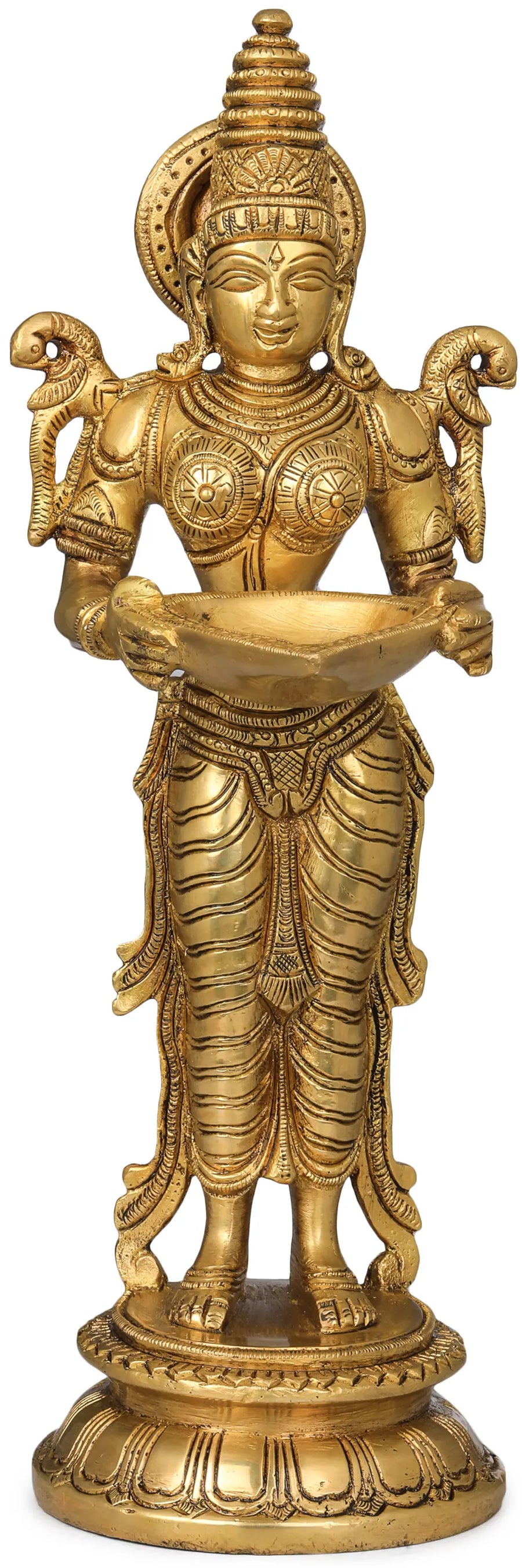 11" Deepalakshmi Brass Statue Handmade for Pooja