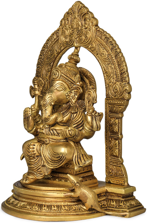 10" Temple Ganesha In Brass | Handmade | Made In India