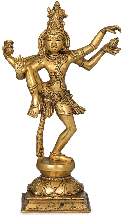12" Lord Shiva's Tandava in Brass | Handmade | Made In India