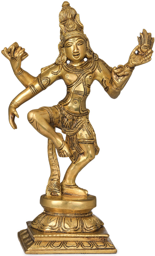 11" Shiva Tandava Dance Brass Statue Handmade