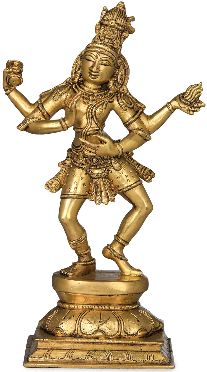 12" Shiva Tandava Brass Statue Handmade Home Decor