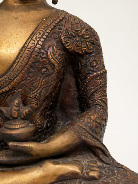 10" Tibetan Buddhist Medicine Buddha In Brass | Handmade | Made In India