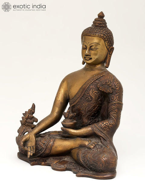 10" Tibetan Buddhist Medicine Buddha In Brass | Handmade | Made In India