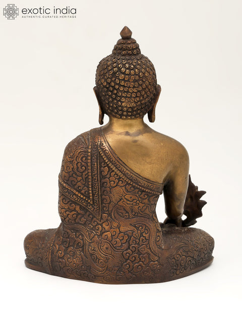 10" Tibetan Buddhist Medicine Buddha In Brass | Handmade | Made In India