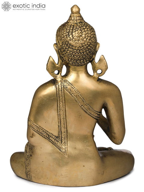 9" Lord Buddha in Vitark Buddha - Tibetan Buddhist In Brass | Handmade | Made In India