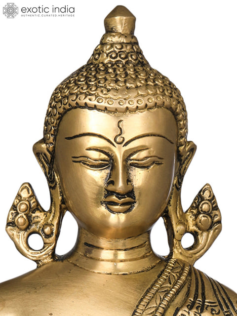 9" Lord Buddha in Vitark Buddha - Tibetan Buddhist In Brass | Handmade | Made In India