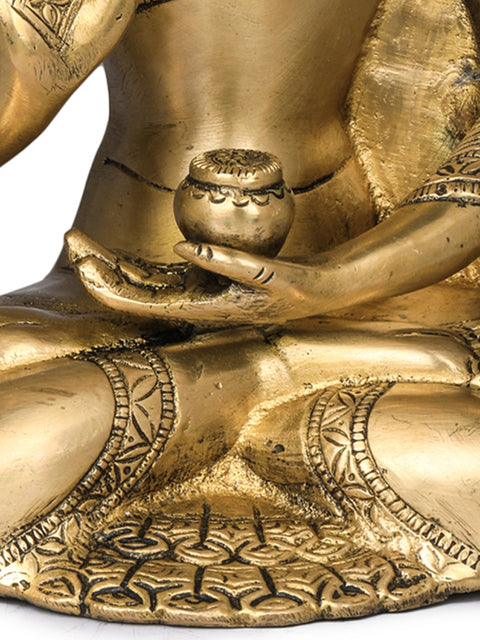 9" Lord Buddha in Vitark Buddha - Tibetan Buddhist In Brass | Handmade | Made In India