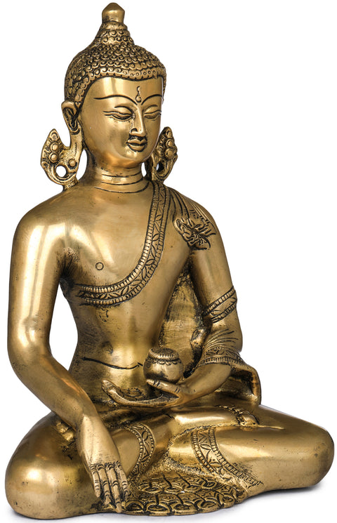 9" Lord Buddha in Bhumisparsha Mudra In Brass | Handmade | Made In India