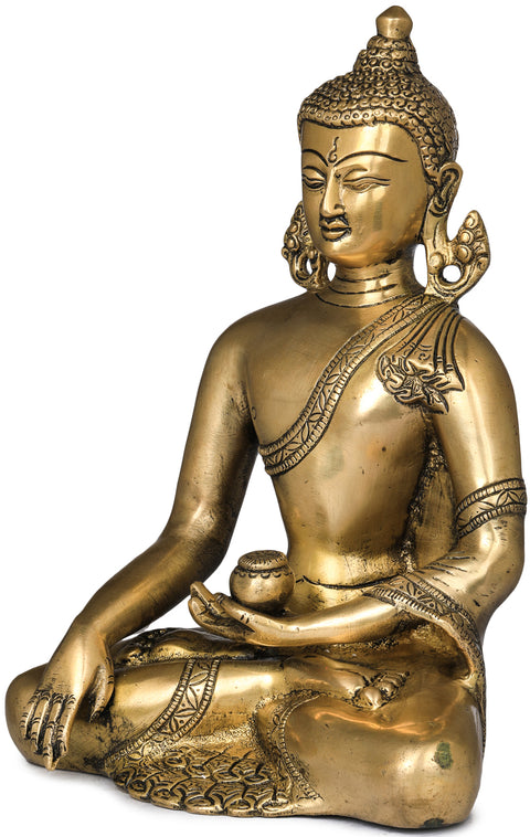 9" Lord Buddha in Bhumisparsha Mudra In Brass | Handmade | Made In India
