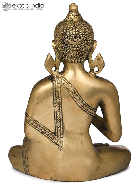 9" Lord Buddha in Dharmachakra Mudra - Tibetan Buddhist Deity Brass Idol