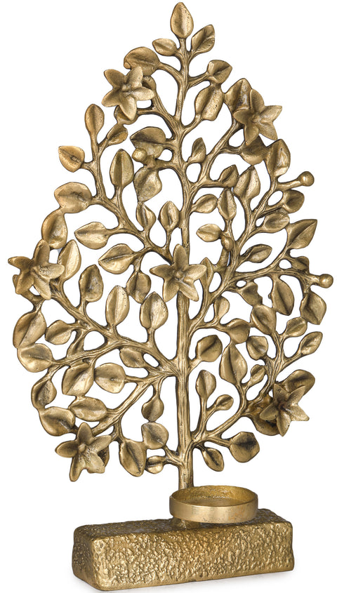Champa (Frangipani) Tree in Brass with Attached Wax Diya Holder