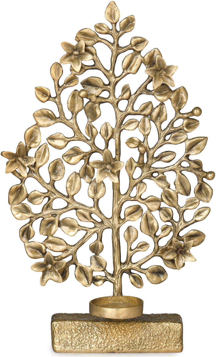 Champa Frangipani Tree Brass Statue with Diya Holder
