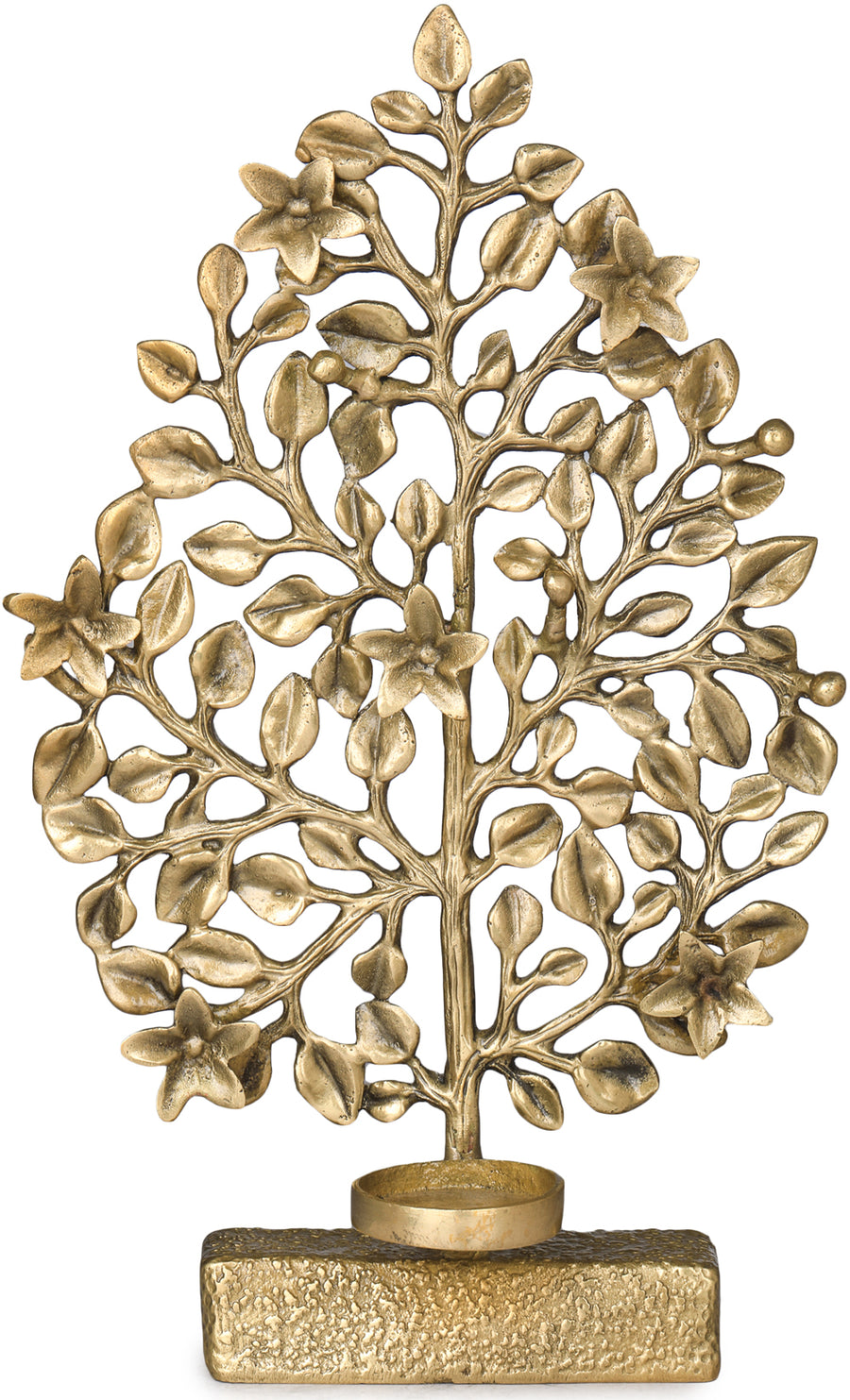 Champa Frangipani Tree Brass Statue with Diya Holder