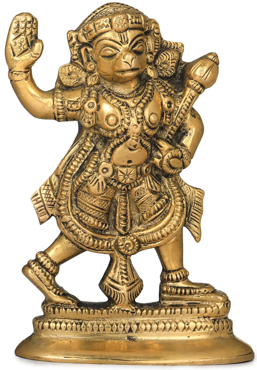 4" Brass Hanuman Idol for Pooja Handmade