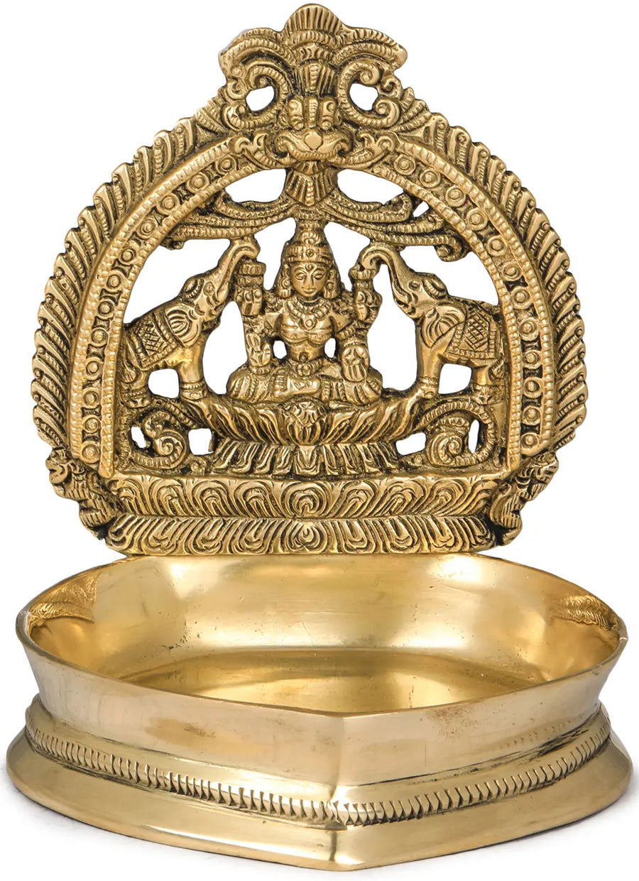 5" Gajalakshmi Brass Deepam Lamp Handmade
