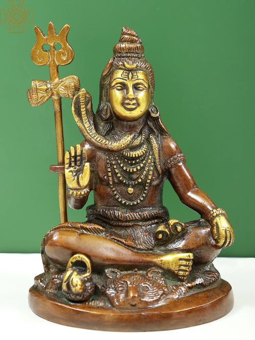 6" Blessing Shiva Handmade Brass Sculpture
