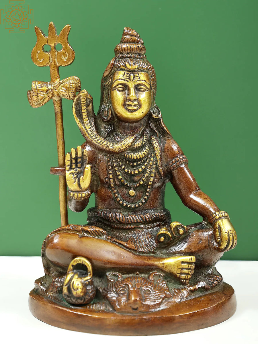 6" Blessing Shiva Handmade Brass Sculpture