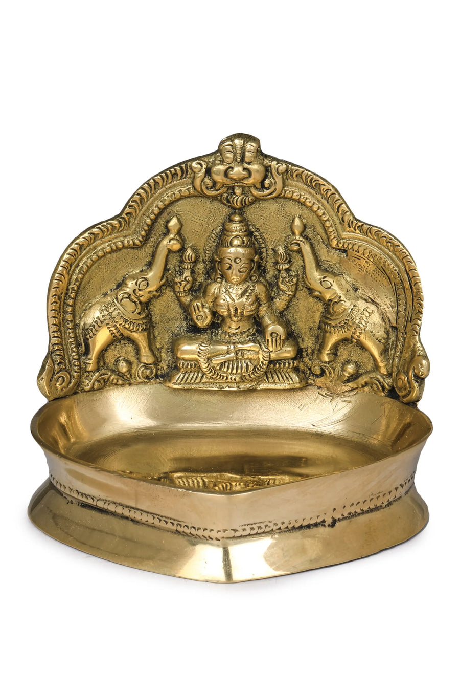 3" Small Gajalakshmi Brass Oil Lamp Handmade