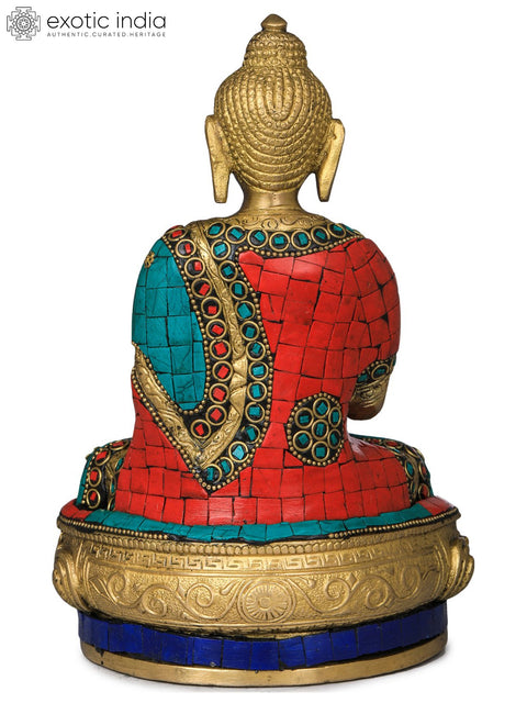 8" Tibetan Buddhist Deity Buddha in Ashirwad Mudra In Brass | Handmade | Made In India