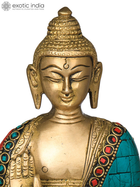 8" Tibetan Buddhist Deity Buddha in Ashirwad Mudra In Brass | Handmade | Made In India