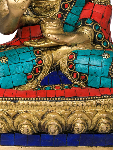 8" Tibetan Buddhist Deity Buddha in Ashirwad Mudra In Brass | Handmade | Made In India