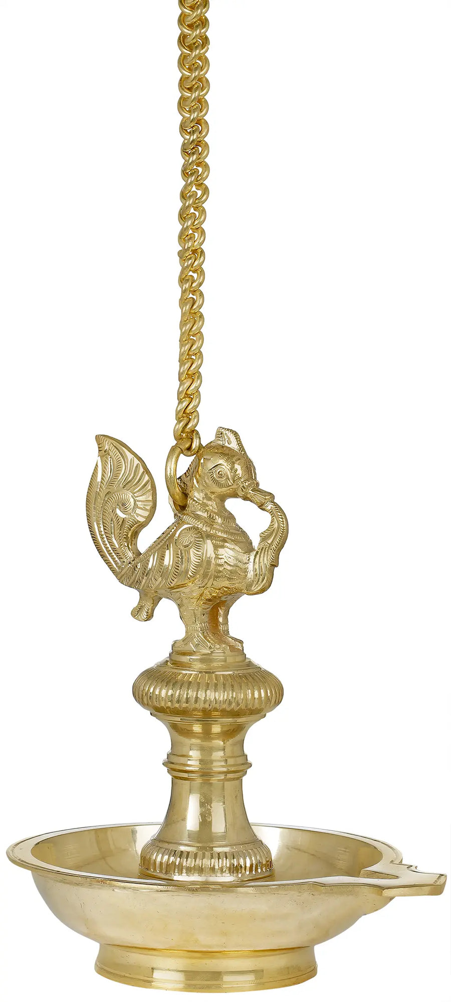 9" Handmade Brass Peacock Annam Lamp for Pooja and Home Decor
