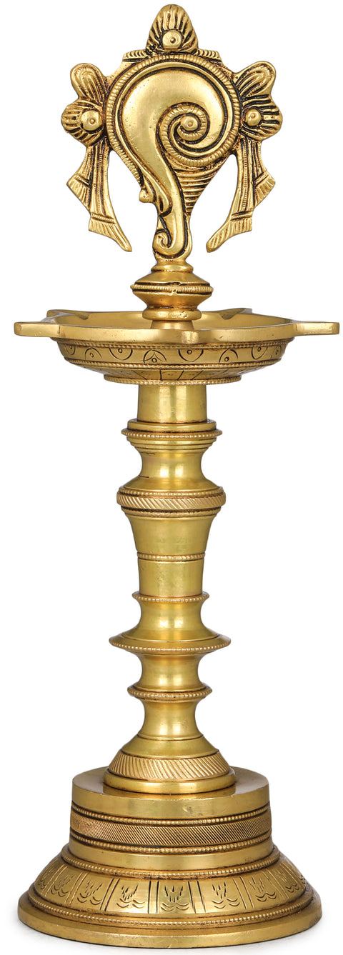 12" Conch Lamp in Brass | Handmade | Made in India