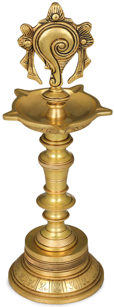 12" Conch Lamp in Brass | Handmade | Made in India